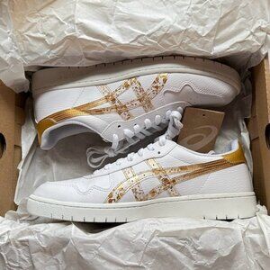 NIB Asics Japan S Sneaker in White & Pure Gold - size W8,